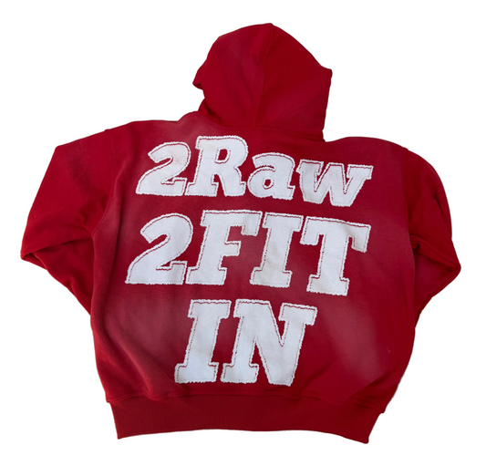 Red 2 Raw 2 fit in zip up hoodie