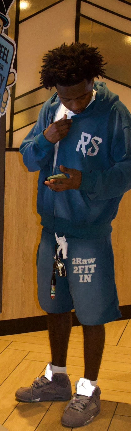 Blue 2Raw 2Fit in shorts